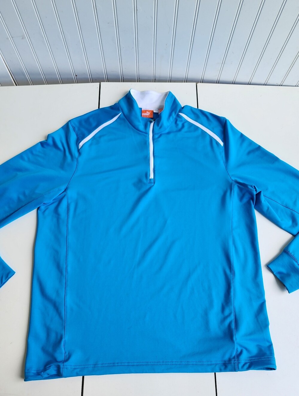 Puma Lifestyle Aqua Blue Quarter Zip Athletic Top Men's Size L